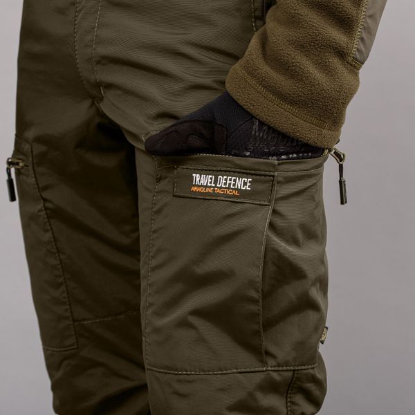 Spodnie "TRAVEL DEFENCE" OLIVE z paskiem (Taslan + Mikropolar) 0032403XL0000000 zdjęcie