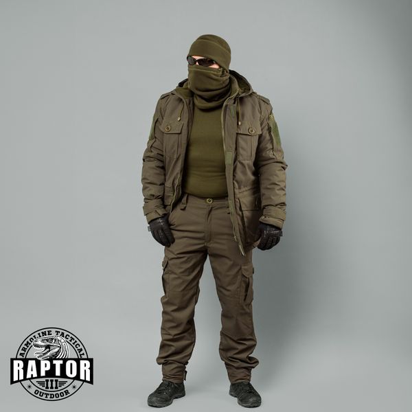 Kurtka zimowa z kapturem "RAPTOR-3" OLIVE (Membrana + Owata + Polar) 00089000L0000000 zdjęcie