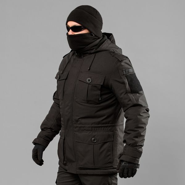 Kurtka zimowa z kapturem "RAPTOR-3" BLACK (Membrana + Owata + Polar) 00088000S0000000 zdjęcie