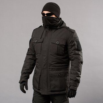 Kurtka zimowa z kapturem "RAPTOR-3" BLACK (Membrana + Owata + Polar) 00088000M0000000 zdjęcie