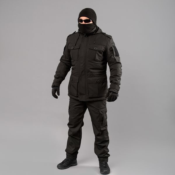 Kurtka zimowa z kapturem "RAPTOR-3" BLACK (Membrana + Owata + Polar) 00088000M0000000 zdjęcie
