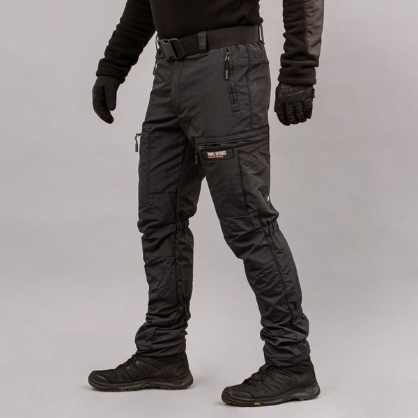 Spodnie polarowe "TRAVEL DEFENCE" BLACK z paskiem (Taslan + Mikropolar) 00318000M0000000 zdjęcie