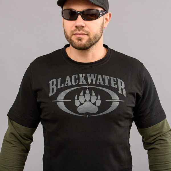 T-shirt with sleeves "BLACK WATER" BLACK & OLIVE (Knitwear) 0028500XL0000000 photo