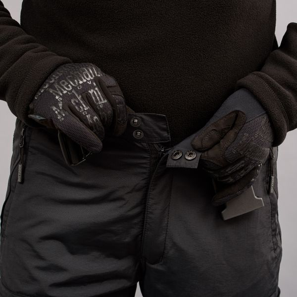 Spodnie polarowe "TRAVEL DEFENCE" BLACK z paskiem (Taslan + Mikropolar) 00318000M0000000 zdjęcie