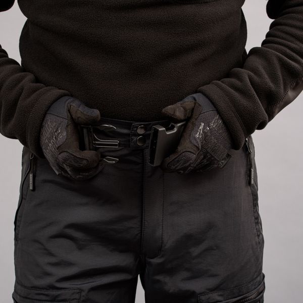 Spodnie polarowe "TRAVEL DEFENCE" BLACK z paskiem (Taslan + Mikropolar) 00318000M0000000 zdjęcie