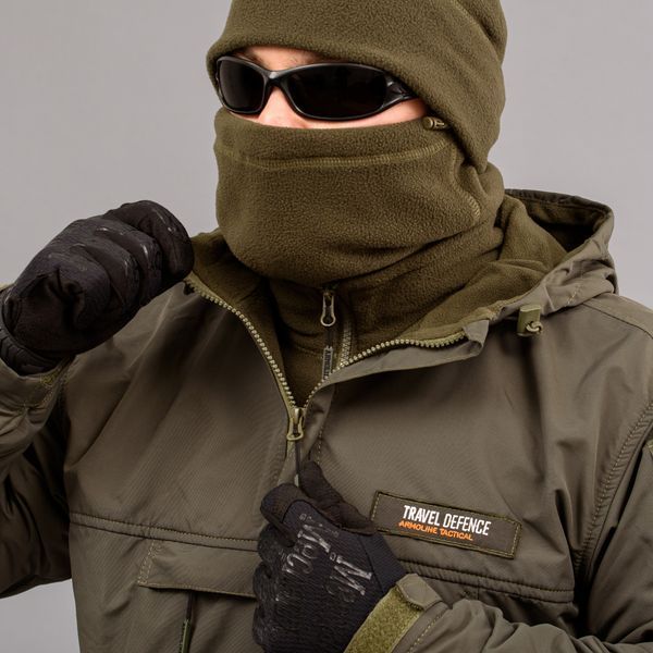 Insulated windbreaker Anorak (Jacket) "TRAVEL DEFENCE" OLIVE (Nylon+Microfleece) 00008000S0000000 photo