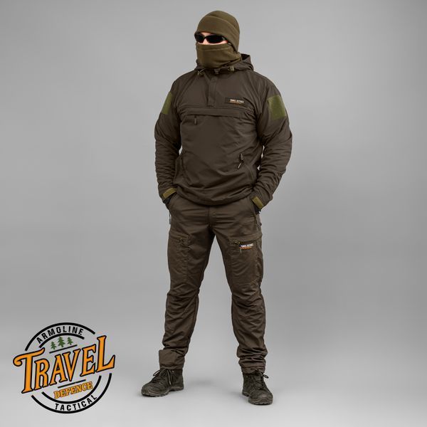 Spodnie "TRAVEL DEFENCE" DARK OLIVE z paskiem (Taslan + Mikropolar) 00321000S0000000 zdjęcie