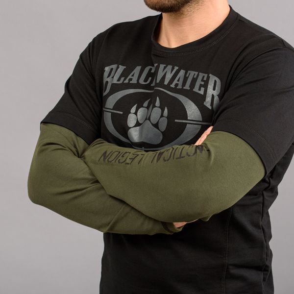 T-shirt with sleeves "BLACK WATER" BLACK & OLIVE (Knitwear) 0028502XL0000000 photo
